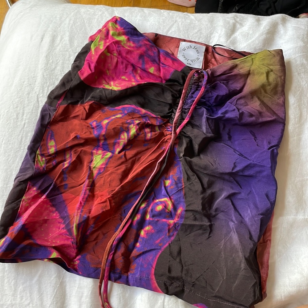 With Jean custom mini skirt floral XXS/0